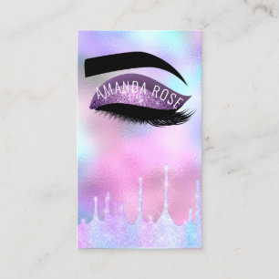 Makeup Artist Eyelash BrowPurple Pink Holograph Visitenkarte