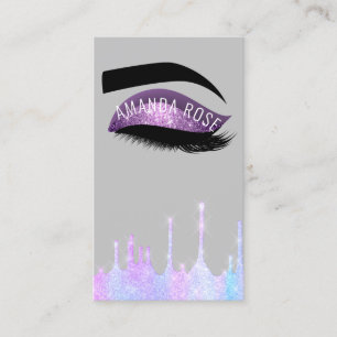 Makeup Artist Eyelash Brows Lila Pink Holograph Visitenkarte