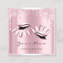 Makeup Artist Eyelash Extension Pink Tropfens Nail Quadratische Visitenkarte