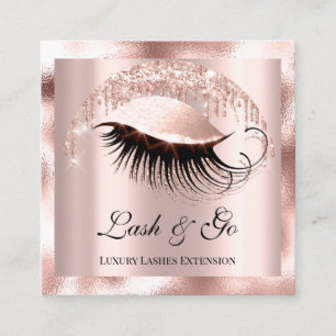 Makeup Artist Eyelash Extension Rose Lux Logo Quadratische Visitenkarte