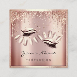 Makeup Artist Eyelash Extension Rose Tropfens Nail Quadratische Visitenkarte