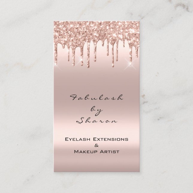 Makeup Artist Eyelash Eyelash Glitzer Tropfen Rose Visitenkarte (Vorderseite)