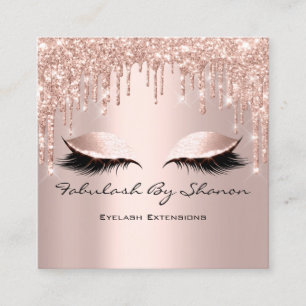 Makeup Artist Eyelash Eyelashes Tropfen Rose Squar Quadratische Visitenkarte