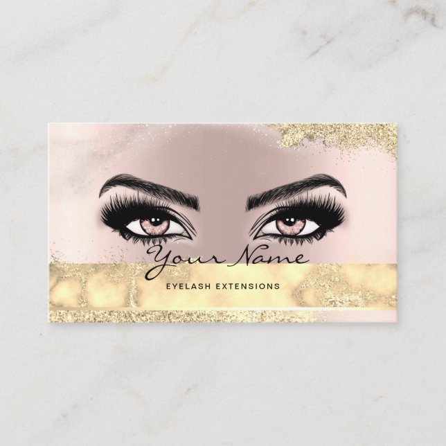 Makeup Artist Eyelash Glam Glitzer Rose Gold Visitenkarte (Vorderseite)