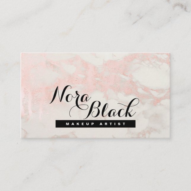 Makeup Artist Eyelash Glitzer Rosa Rose Visitenkarte (Vorderseite)