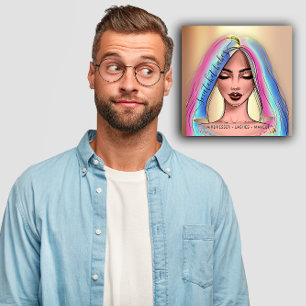 Makeup Artist Eyelash Hair Brow Lip Face Holograph Quadratische Visitenkarte