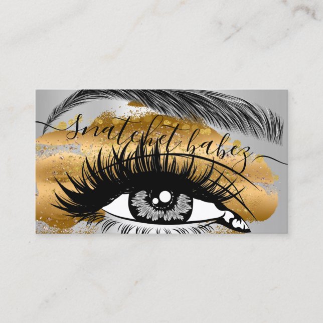 Makeup Artist Eyelash Hair Brows QR Logo Gold Visitenkarte (Vorderseite)