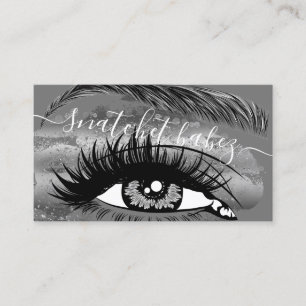 Makeup Artist Eyelash Hair Brows QR Logo Grau Visitenkarte