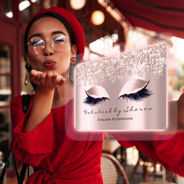 Makeup Artist Eyelash Lash Gray Rose Confetti Rose Visitenkarte (Makeup Artist Eyelash Lash Gray Rose Confetti Rose Business Card)