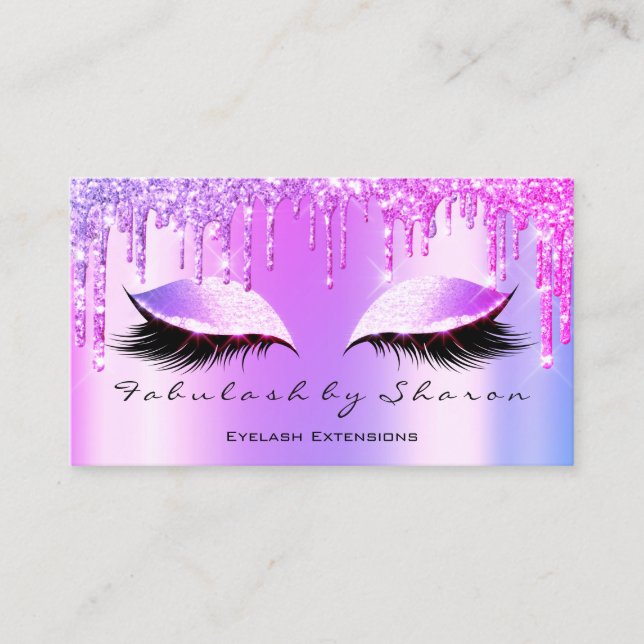 Makeup Artist Eyelash Lashes Glitzer Tropfen Pink Visitenkarte (Vorderseite)