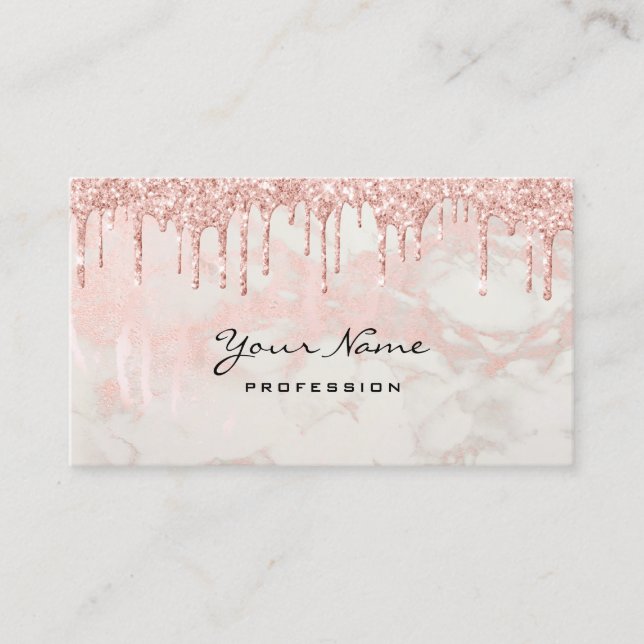 Makeup Artist Eyelash Lashes Glitzer Tropfen Rose Visitenkarte (Vorderseite)