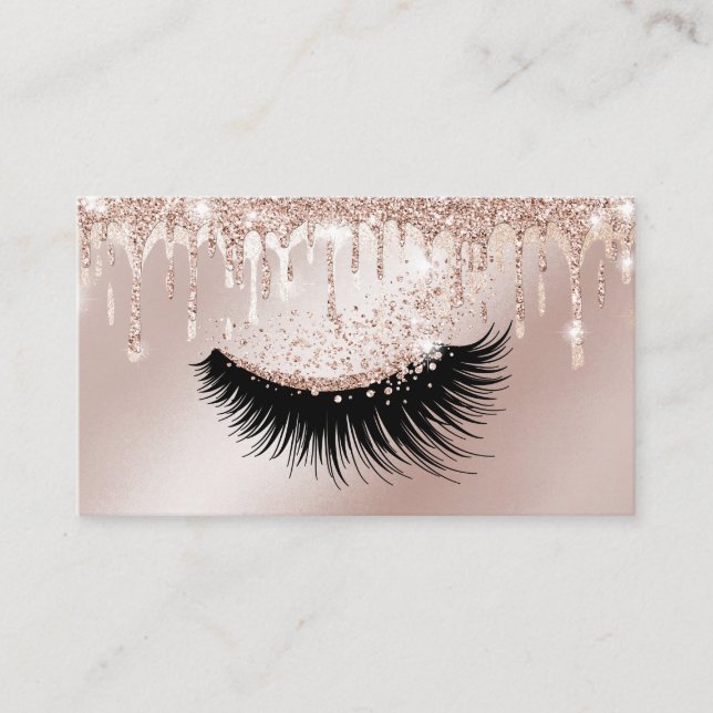 Makeup Artist Eyelash Lashes Glitzer Tropfen Rose Visitenkarte (Vorderseite)