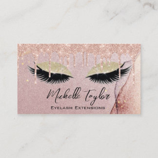 Makeup Artist Eyelash Lashes Glitzer Tropfen Rose Visitenkarte