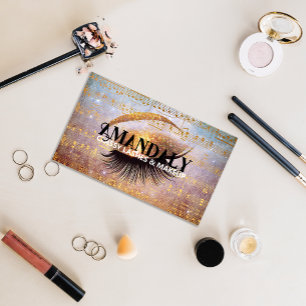 Makeup Artist Eyelash QR LOGO Gold Musiknoten Visitenkarte