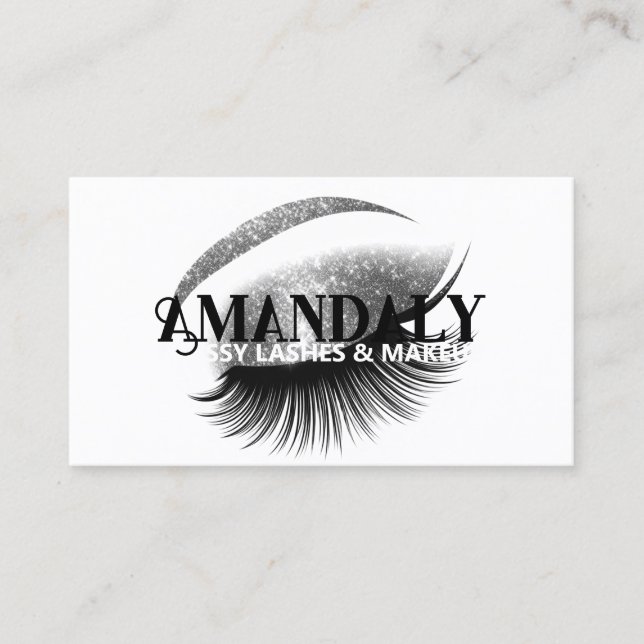 Makeup Artist Eyelash QR LOGO Silver White Visitenkarte (Vorderseite)