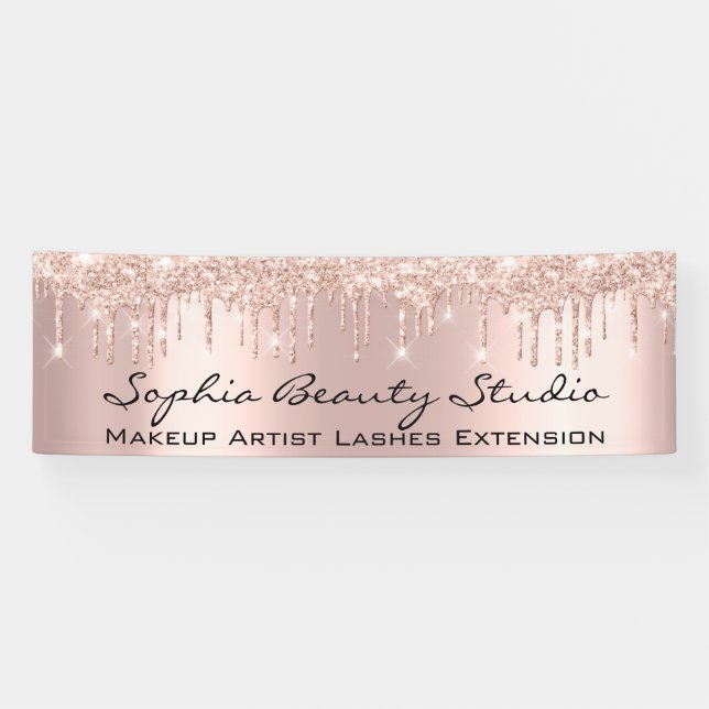 Makeup Artist Eyelash Rose Gold Tropfen Britisch z Banner (Horizontal)