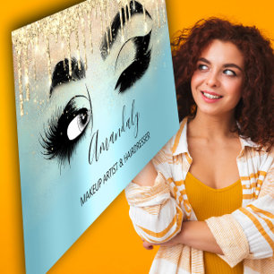 Makeup Artist Eyelashes Blue QRCODE Logo Broschür Visitenkarte