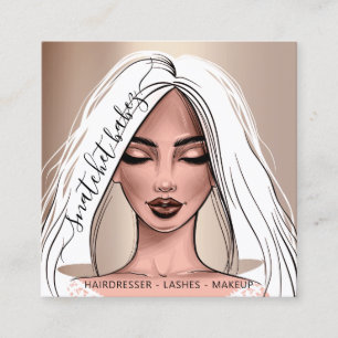 Makeup Artist Eyelashes Haare Brows Rose White Squ Quadratische Visitenkarte