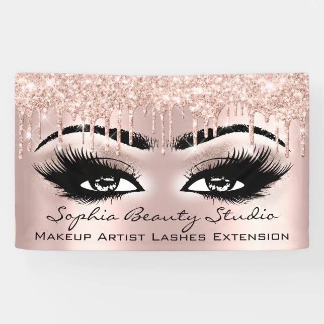 Makeup Artist Eyelashes Rose Tropfen Glitzer Banner (Horizontal)