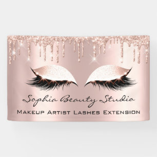 Makeup Artist Eyelashes Rose Tropfen Pink Glitzer Banner