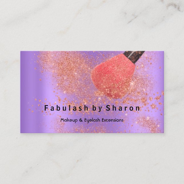 Makeup Artist Eyes Lash Glitzer Rose Pulver Lila Visitenkarte (Vorderseite)