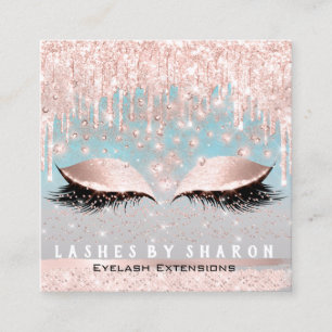 Makeup Artist Eyes Lashes Crystal Tropfen Rose Blu Quadratische Visitenkarte