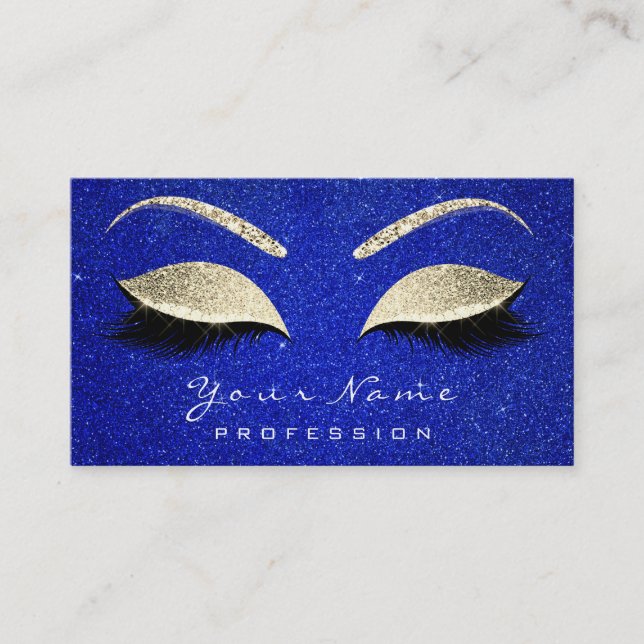 Makeup Artist Eyes Lashes Glitzer Cobalt Blue Gold Visitenkarte (Vorderseite)