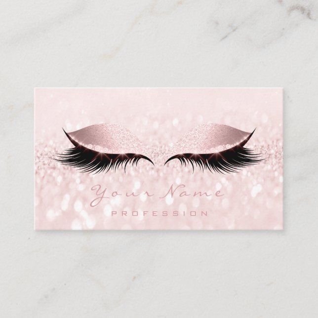Makeup Artist Eyes Lashes Glitzer Pink Pastell Visitenkarte (Vorderseite)