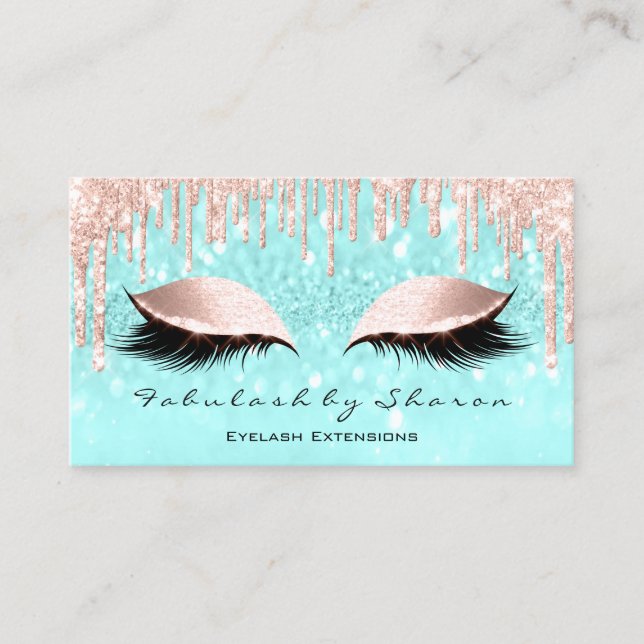 Makeup Artist Eyes Lashes Glitzer Tropfen Rose Blu Visitenkarte (Vorderseite)