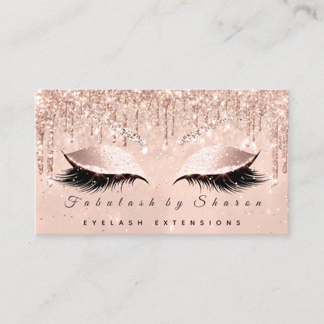 Makeup Artist Eyes Lashes Glitzer Tropfen Rose Bro Visitenkarte (Vorderseite)