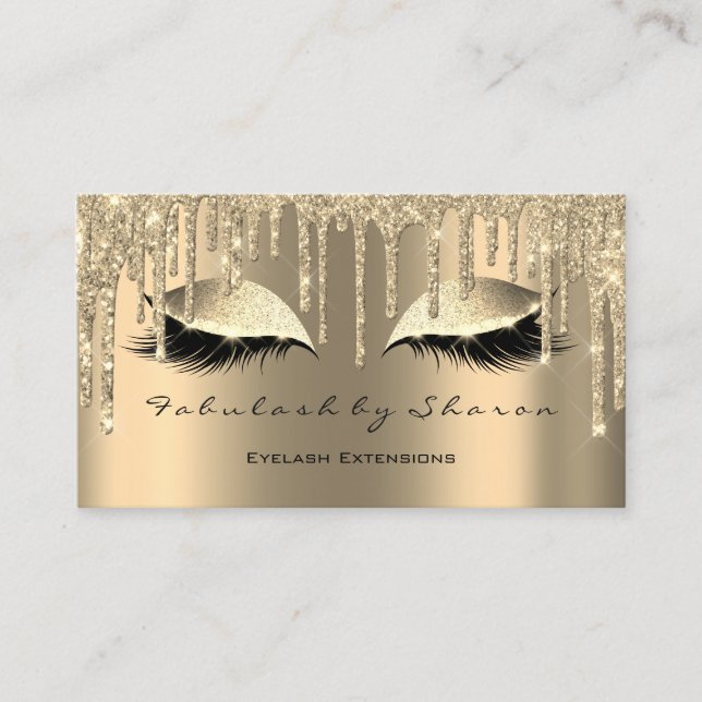 Makeup Artist Eyes Lashes Glitzer Tropfen Sepia Go Visitenkarte (Vorderseite)