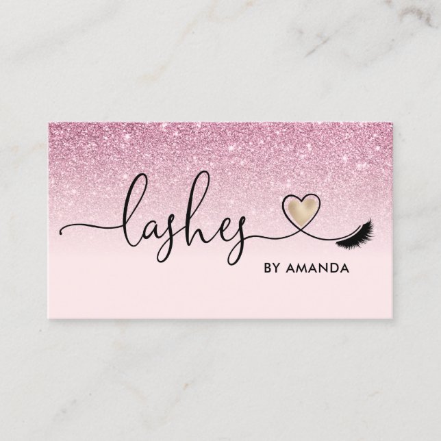 Makeup Artist Eyes Lashes Rosa Glitzer Busi Visitenkarte (Vorderseite)