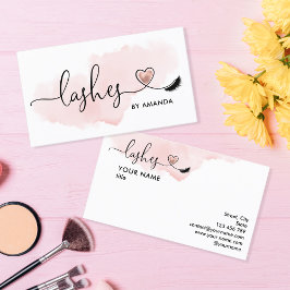 Makeup Artist Eyes Lashes Rosa Wasserfarbe Visitenkarte