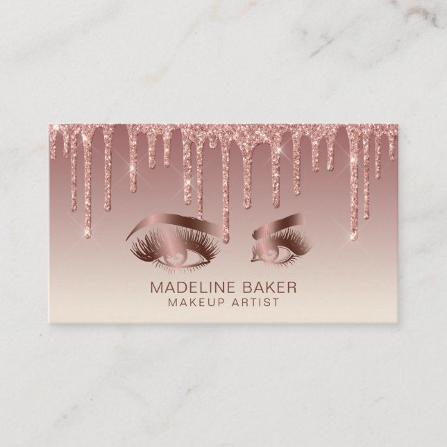 Makeup Artist Eyes Lashes Rose Gold Visitenkarte (Vorderseite)