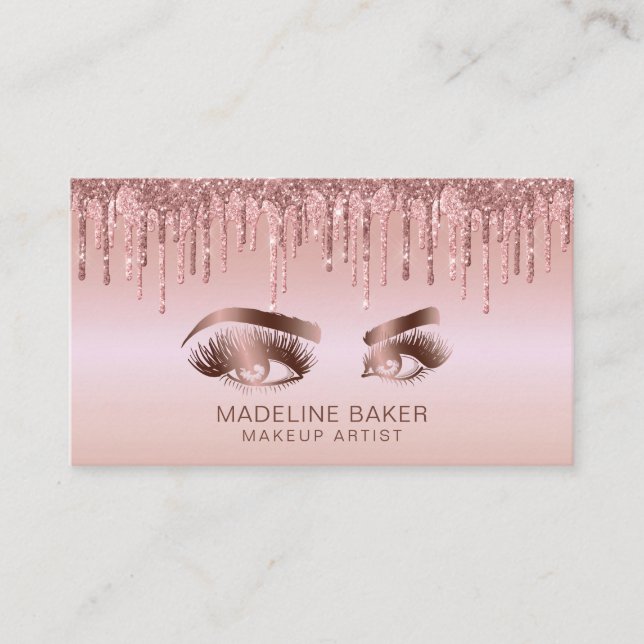 Makeup Artist Eyes Lashes Rose Gold Visitenkarte (Vorderseite)