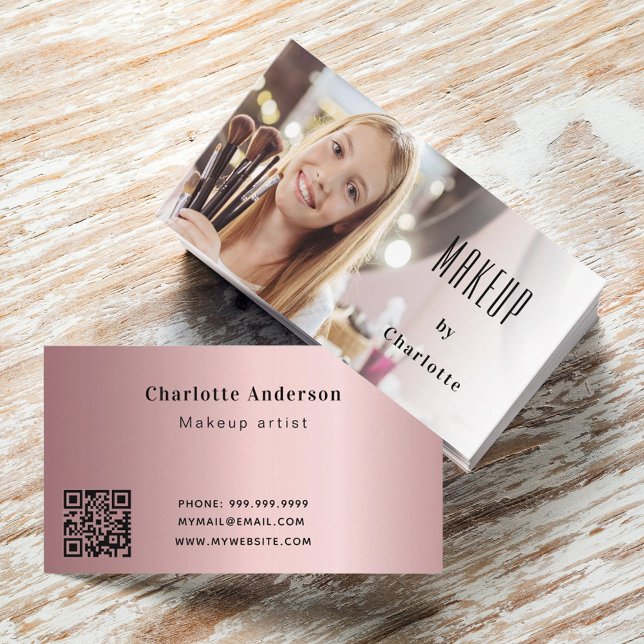 Makeup artist Foto beauty blush QR-Code Visitenkarte (Von Creator hochgeladen)
