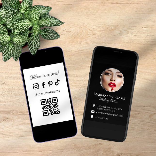 Makeup artist Foto qr Code digitales Business Karte (Von Creator hochgeladen)
