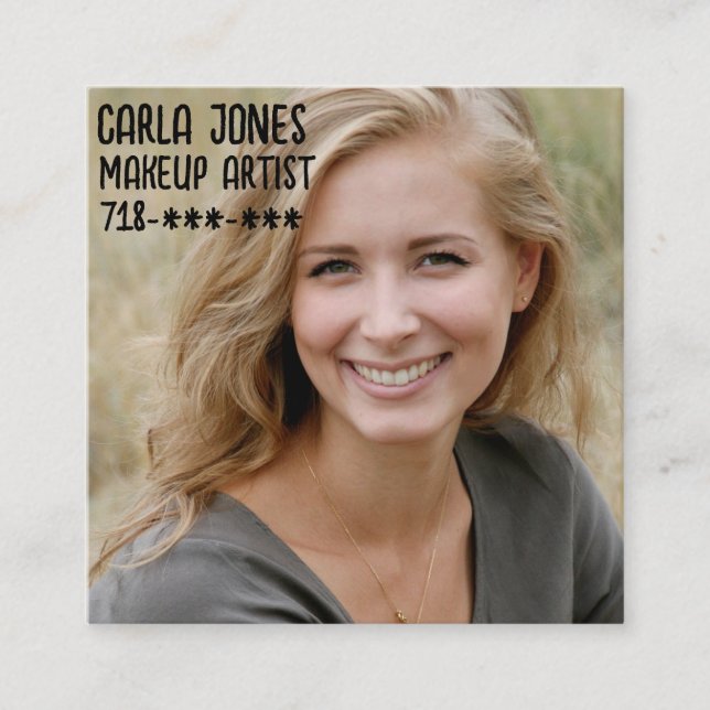 MAKEUP ARTIST FOTO SQUARE Business Card Quadratische Visitenkarte (Vorderseite)