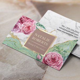 Makeup Artist Friseur Chic Blumenmarmor Agate Visitenkarte
