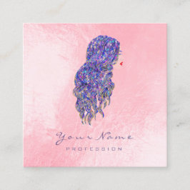 Makeup Artist Friseur Lashes Mermaid Square Quadratische Visitenkarte