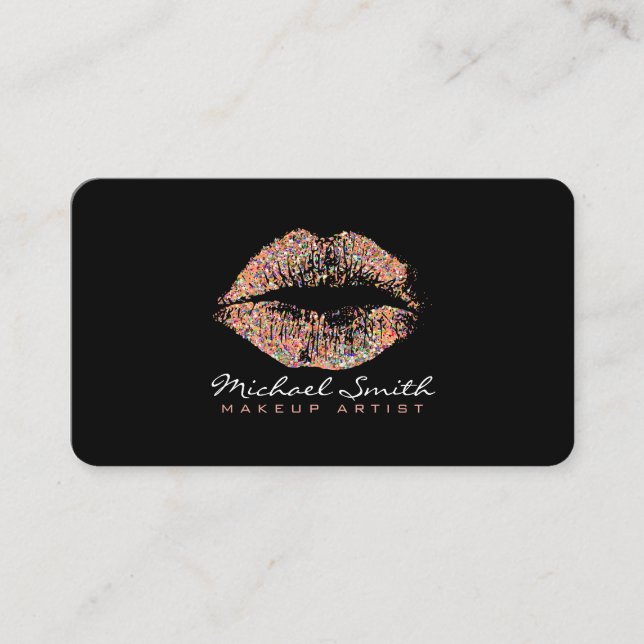 Makeup Artist Glitzer Multicolor Lips #8 Visitenkarte (Vorderseite)