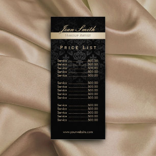Makeup Artist Gold gestanzte Damask Salon Preislis Werbekarte