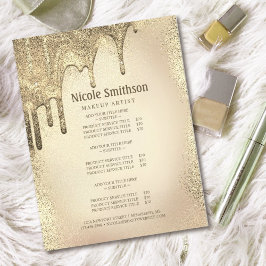 Makeup Artist Gold Glitzer Glam Service List Flyer