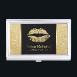 Makeup Artist Gold Glitzer Lido Locarno Visitenkarten Dose<br><div class="desc">Makeup Artist Gold Glitzer Lips Modern Beauty Salon Business Card Inhaber.</div>