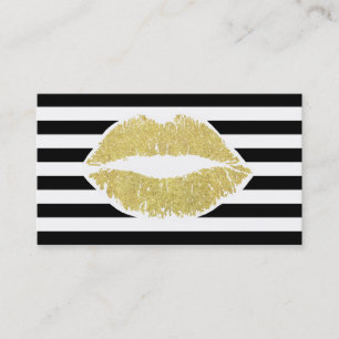 Makeup Artist   Gold Glitzer Lips Modern Strips Visitenkarte