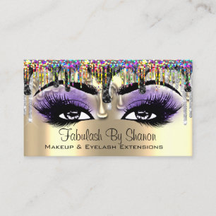 Makeup Artist Gold Lila Lashes Tropfen Visitenkarte