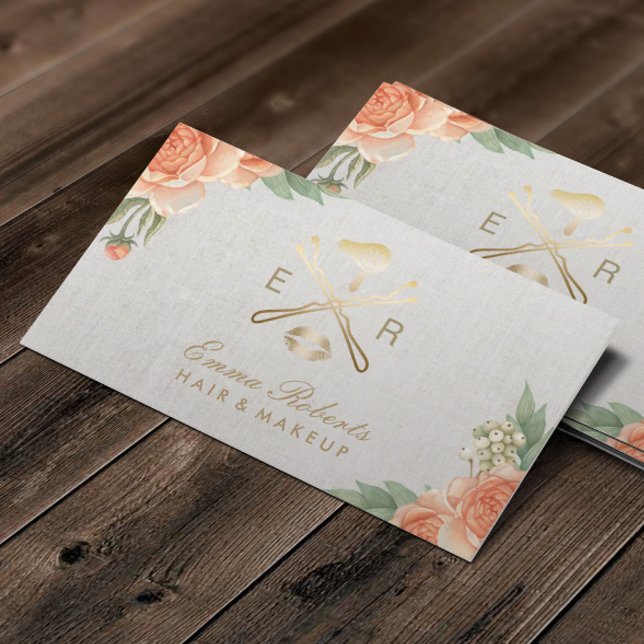 Makeup Artist Gold Lips & Dryer Salon Terminkarte (Von Creator hochgeladen)