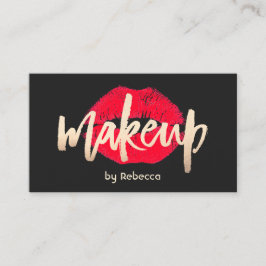 Makeup Artist Gold Typografie Red Lipstick Kiss Visitenkarte