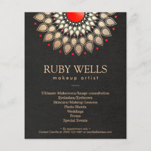 Makeup Artist Gold und Red Mandala Flyer