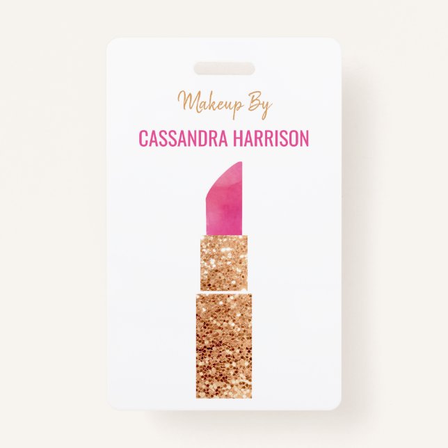 Makeup Artist Goldene Folge Wasserfarben Schönheit Ausweis (Vorderseite)